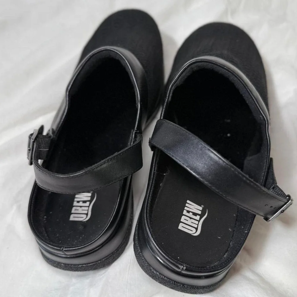 Drew Savannah Black Slingback‎ Clogs Shoes Size 12WW